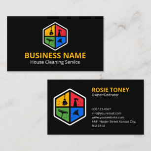 Modern Colour Logo House Cleaning Service Business Card