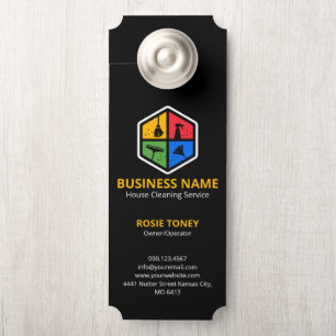 Modern Colour Logo House Cleaning Service QR Code Door Hanger