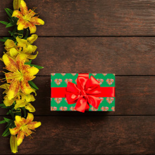 Modern coloured heart green pattern wrapping paper