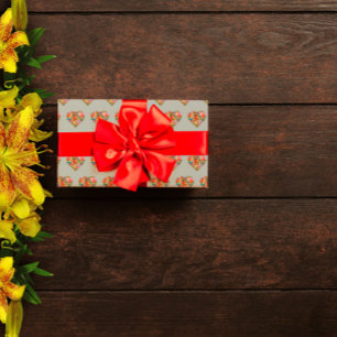 Modern coloured heart grey pattern wrapping paper