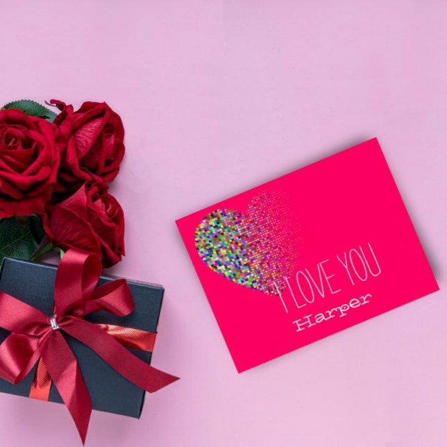 Modern coloured heart pink i love you  holiday postcard (Creator Uploaded)