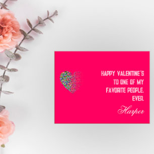 Modern coloured heart pink i love you postcard