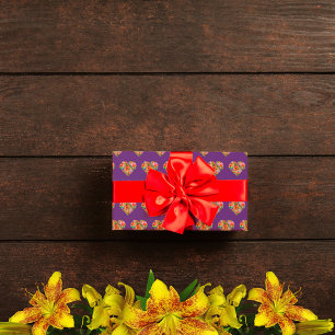Modern coloured heart purple pattern wrapping paper