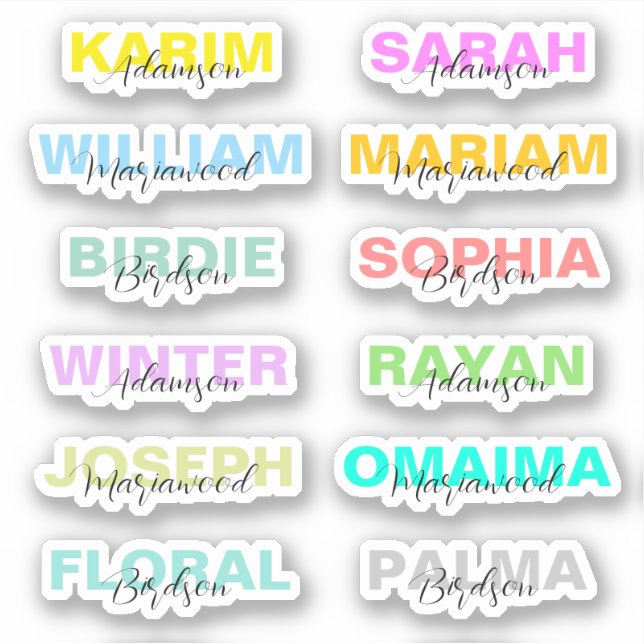 Modern Coloured Script Full Names, Best Waterproof (Front)