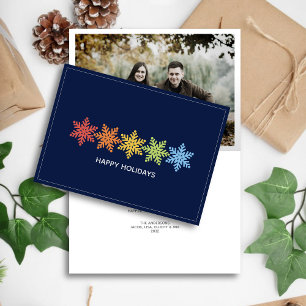 Modern Coloured Snowflakes Christmas Photo Holiday Card