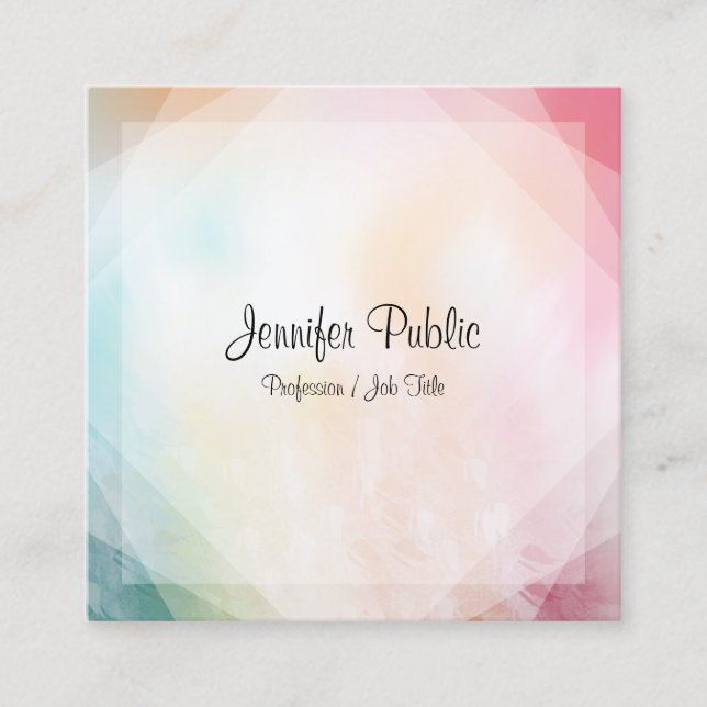 Modern Colourful Abstract Art Elegant Template Square Business Card (Front)