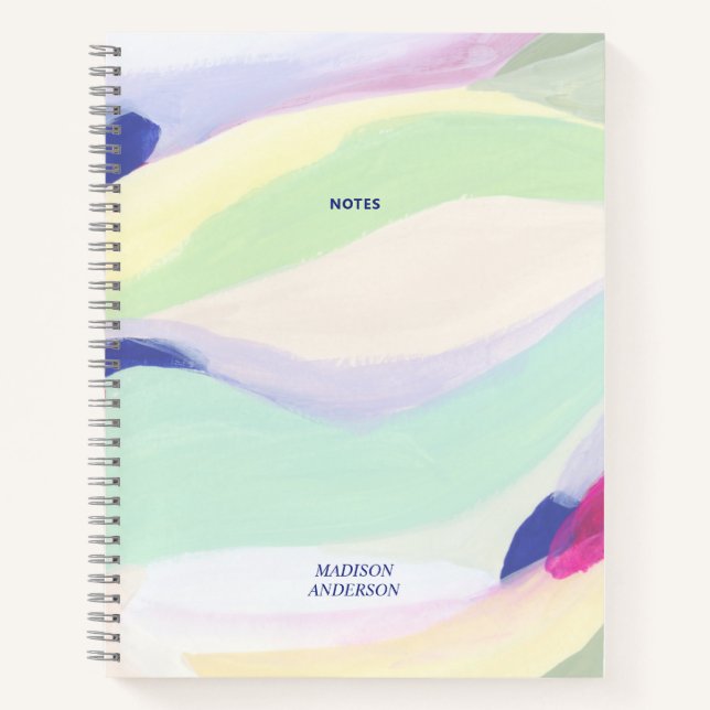 Modern Colourful Abstract Art Personalised Name Pl Notebook (Front)