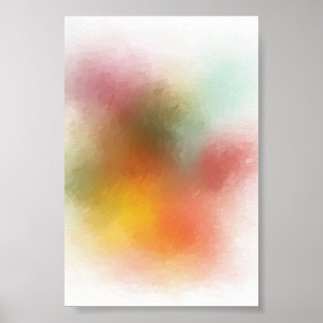 Modern Colourful Abstract Art Red Yellow Blue Poster (Front)