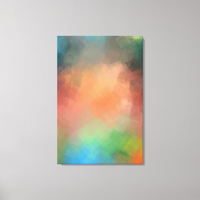 Modern Colourful Abstract Art Yellow Red Blue Gree Canvas Print (Front)
