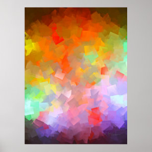 Modern Colourful Abstract Burst Cubism Art Poster