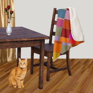 Modern Colourful Abstract Chequered Sherpa Blanket