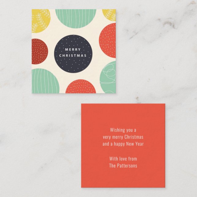 Modern Colourful Abstract Christmas Baubles Card (Front/Back)