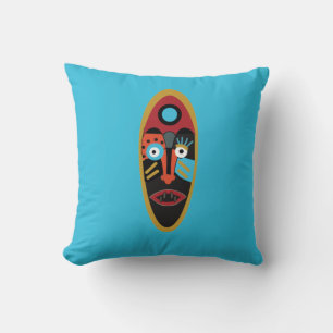 Modern colourful abstract face tattoo art cushion