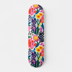 Modern Colourful Abstract Floral Pattern Skateboard
