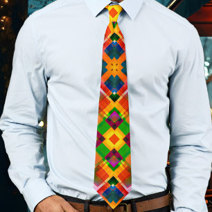 Modern Colourful Abstract Geometric Design Tie