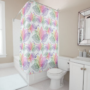 Modern Colourful Abstract Leafs Pattern Shower Curtain