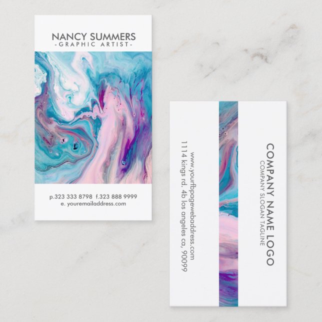 Modern Colourful Abstract Marble Swirls GR7 Business Card (Front/Back)