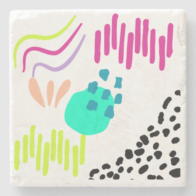 Modern colourful Abstract pattern. Stone Coaster (Front)