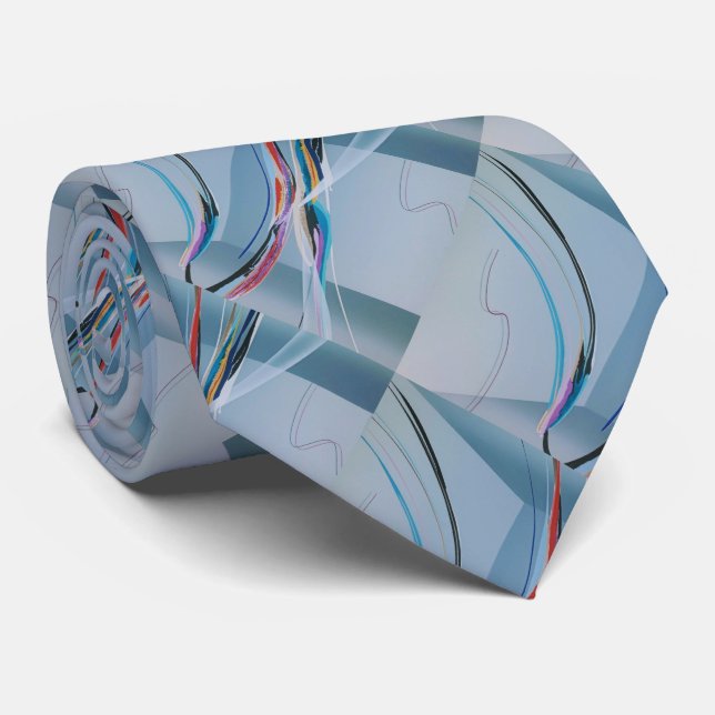Modern colourful abstract plaid pattern tie (Rolled)