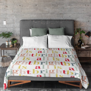 Modern Colourful All Is Bright   Happy Holiday Fleece Blanket