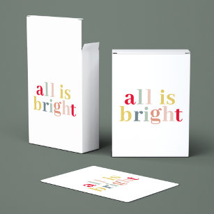 Modern Colourful All Is Bright   Happy Holiday Playing Cards