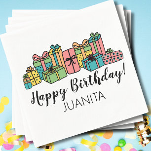 Modern Colourful Any Age Happy Birthday Napkin