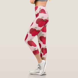 Modern Colourful Apple Pattern Capri Leggings Desi