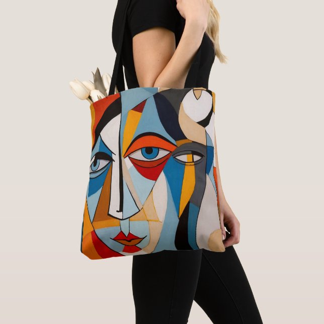 Modern Colourful Art Abstract Face Tote Bag (Close Up)