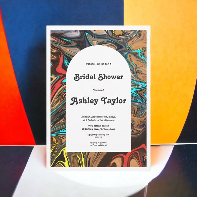 Modern Colourful Artistic Abstract Bridal Shower Invitation (Creator Uploaded)