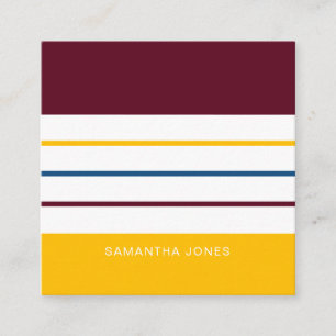Modern Colourful Autumnal Stripes Square Business Card