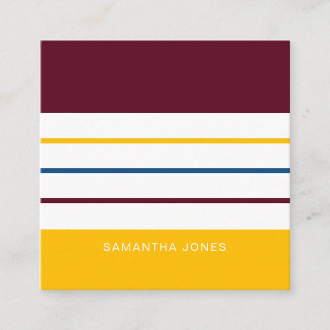 Modern Colourful Autumnal Stripes Square Business Card (Front)