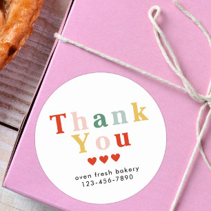 Modern Colourful Bakery Minimal Thank You Classic Round Sticker