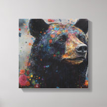 Modern Colourful Black Bear Art
