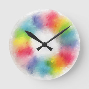 Modern Colourful Blank Template Abstract Rainbow Round Clock