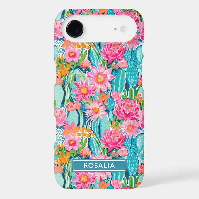 Modern Colourful Blooming Cacti Personalised (Back)