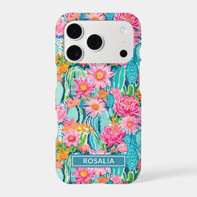 Modern Colourful Blooming Cacti Personalised (Back)