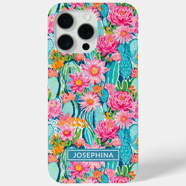Modern Colourful Blooming Cacti Personalised Case-Mate iPhone Case (Back)