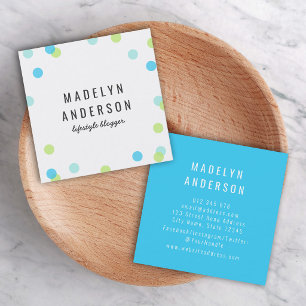 Modern Colourful Blue Aqua Green Confetti Square Business Card