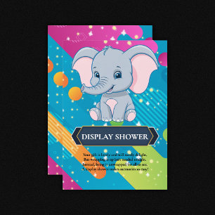 Modern Colourful Blue Elephant Baby Shower Enclosure Card
