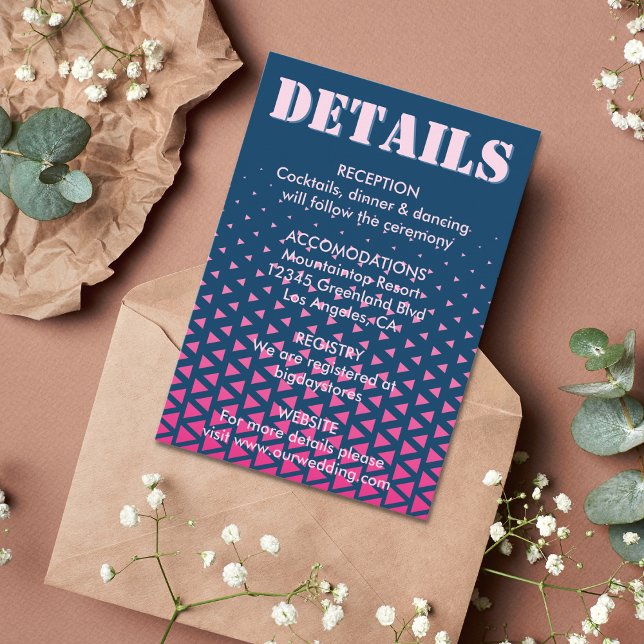 Modern Colourful  Blue & Pink Geometric Wedding Enclosure Card (Creator Uploaded)