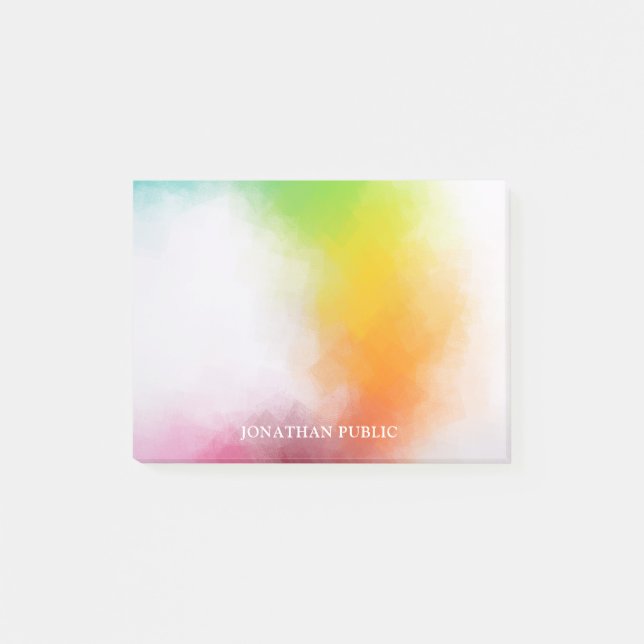 Modern Colourful Blue Purple Green Red Yellow Post-it Notes (Front)