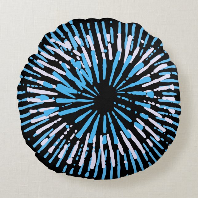 Modern Colourful Blue Round Throw Pillow (Front)