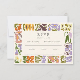 Modern Colourful Boho Chic Wedding RSVP Card