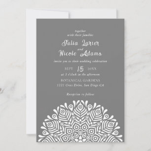 Modern Colourful Boho Ethnic Floral Mandala Weddin Invitation