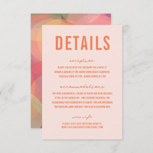 Modern Colourful Bokeh Lights Peach Wedding Enclosure Card