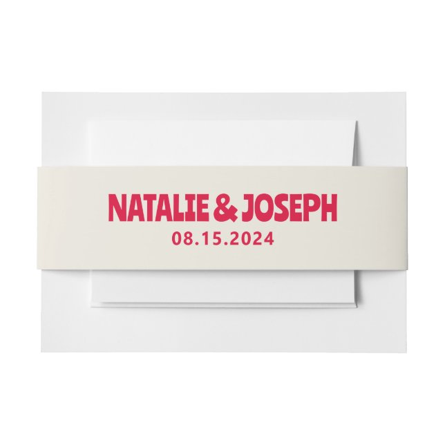 Modern Colourful Bold Bright Retro Unique Wedding  Invitation Belly Band (Front Example)