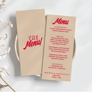 Modern Colourful Bold Funky Retro Unique Wedding  Menu