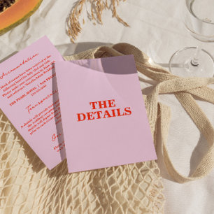 Modern colourful Bold Retro Funky Wedding Details  Enclosure Card