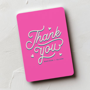 Modern Colourful Bold Thank You Typography Wedding Card