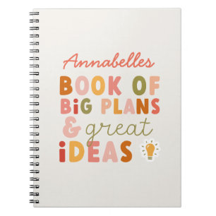 Modern colourful bold typography plans and ideas n notebook